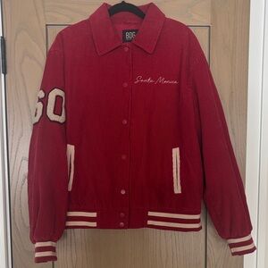 BDG Varsity Jacket in Red and White